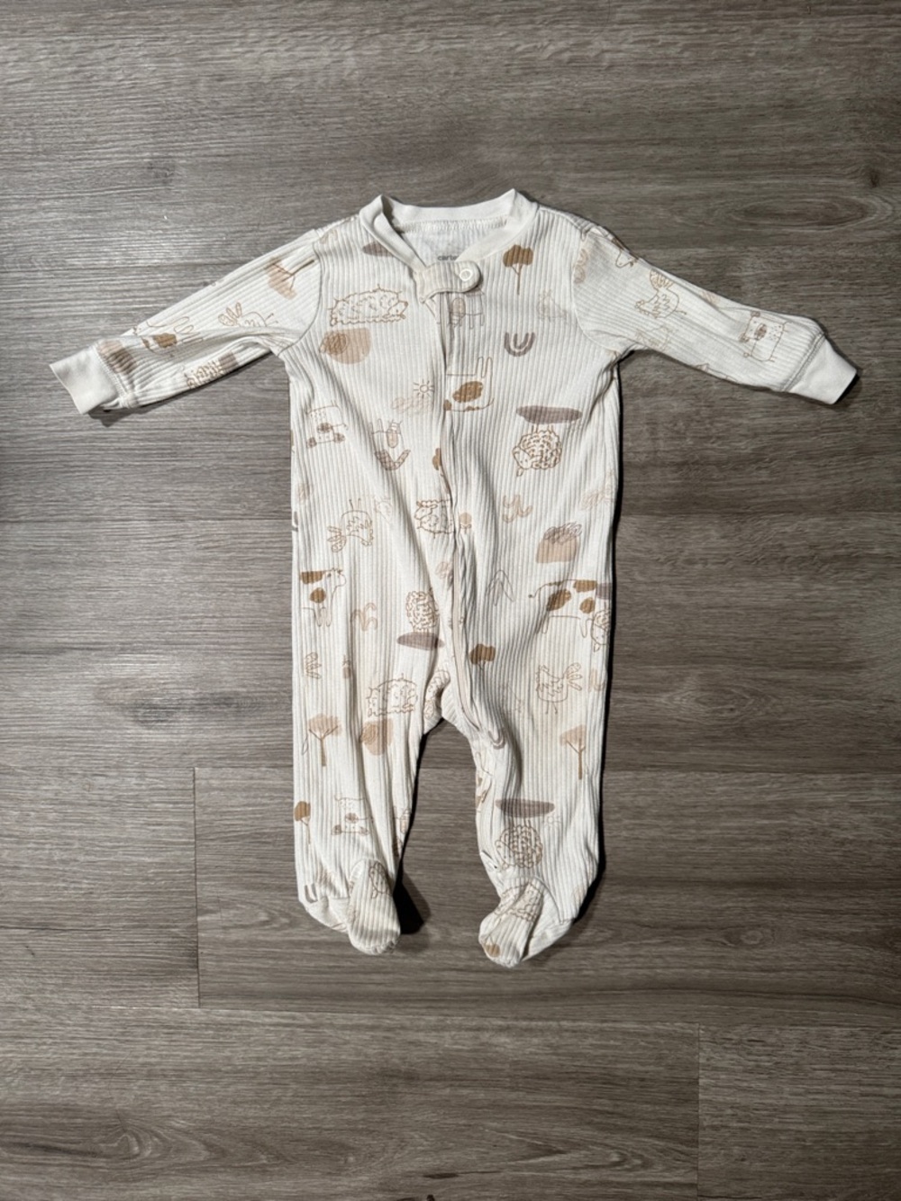 Carters Farm Themed Ribbed Footed Onesie